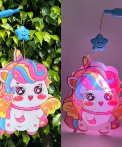 Đèn Lồng Có Đèn LED Nhấp Nháy 3 Chế Độ Hình Nhân Vật Hoạt Hình Cute (DIY TỰ RÁP - LOẠI NHỰA CÓ ĐÈN LED)/KO NHẠC)